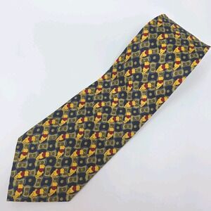 Disney By Exquisite Apparel Tie Mens Yellow Blue Winnie The Pooh All Over Print